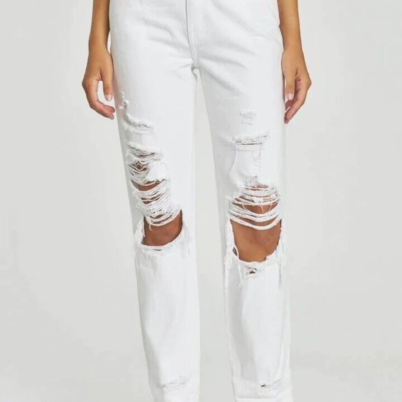 PISTOLA Jeans - PRESLEY DISTRESSED HIGH RISE RELAXED ROLLER - Size 27 - NWT - Picture 1 of 9